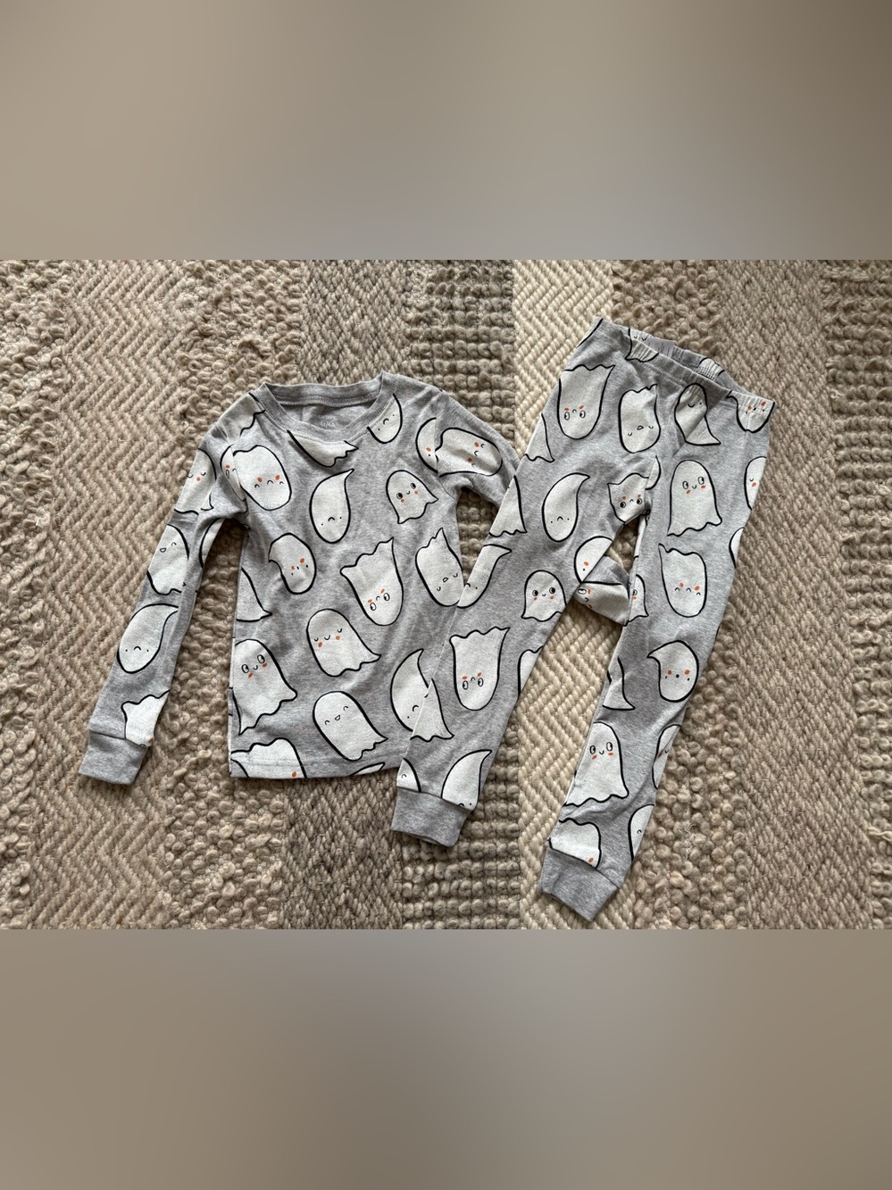 Carter's Grey Ghost Print Kids Pajama Set unisex 4T NWT snug fit